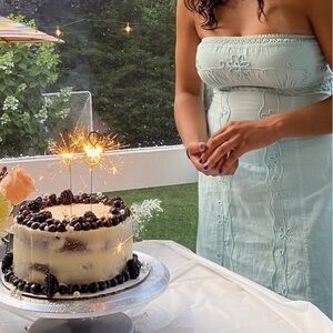 Strapless Light Blue Dress